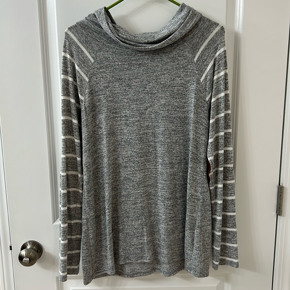 Market and spruce cowl neck elbow patch knit top